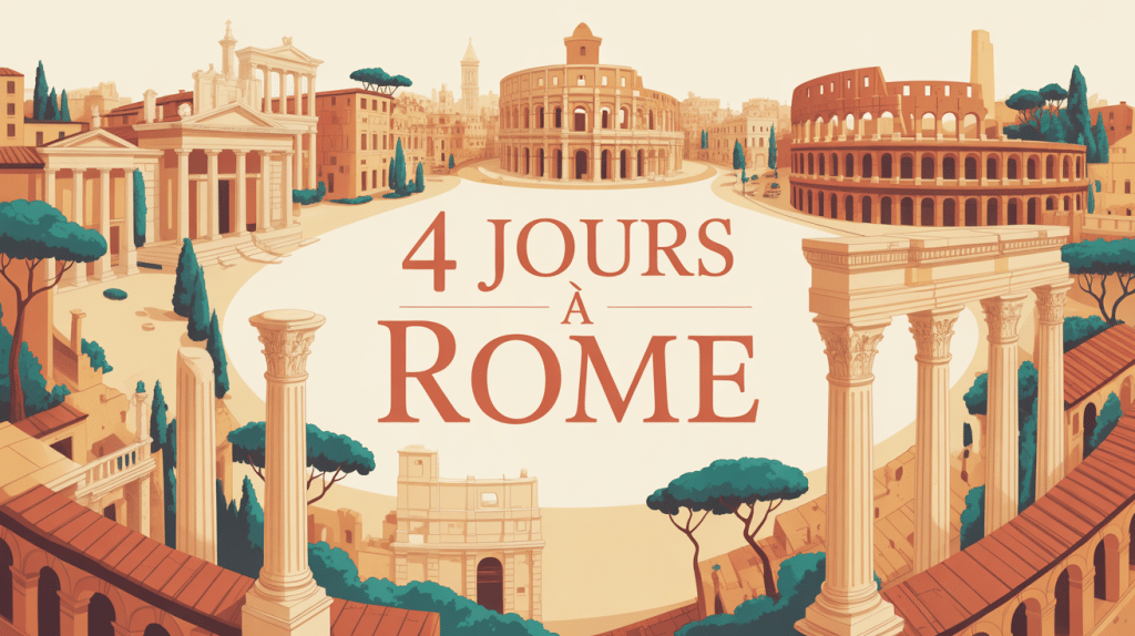 Image stylisée de Rome pour 4 jours à rome avec monuments historiques emblématiques