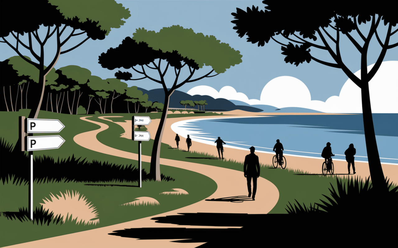 Sentier piéton plage de la vignette accès parking