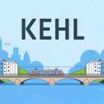 Panorama allemagne kehl avec fleuve et pont