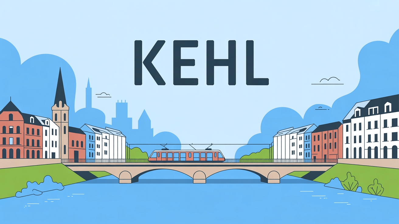 Panorama allemagne kehl avec fleuve et pont