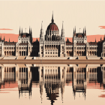Budapest parlement reflet Danube au coucher du soleil