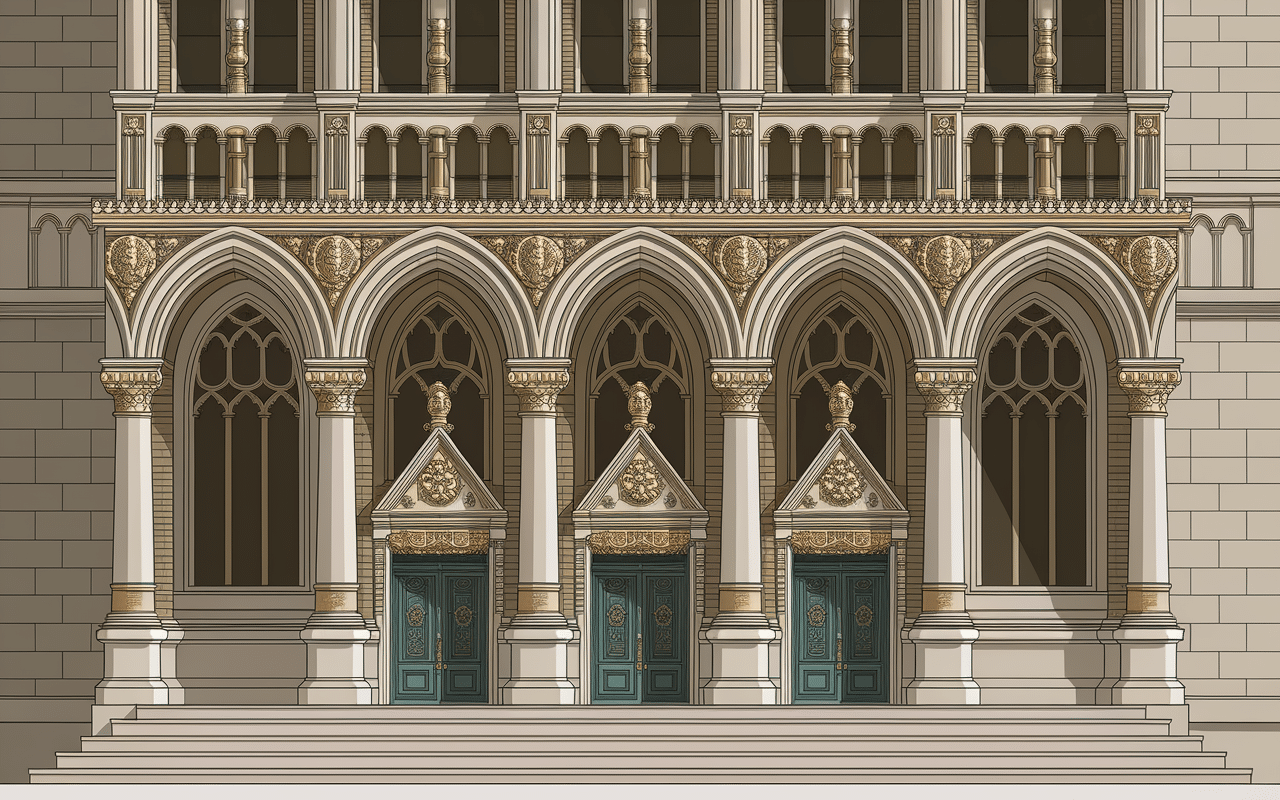 Facade neogothique Budapest parlement detail architectural