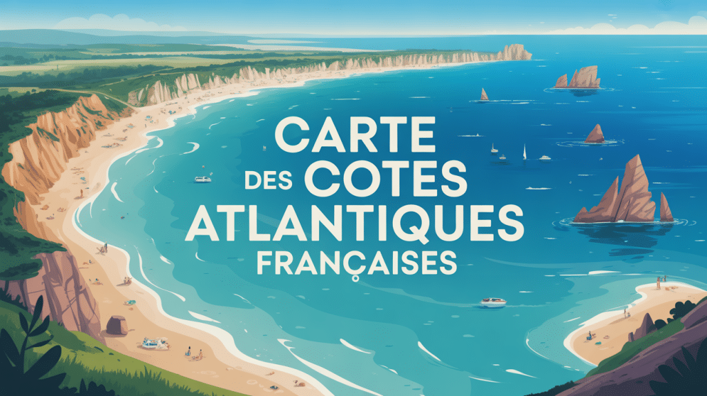 Carte des cotes atlantique francaise illustration aerienne