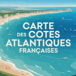 Carte des cotes atlantique francaise illustration aerienne