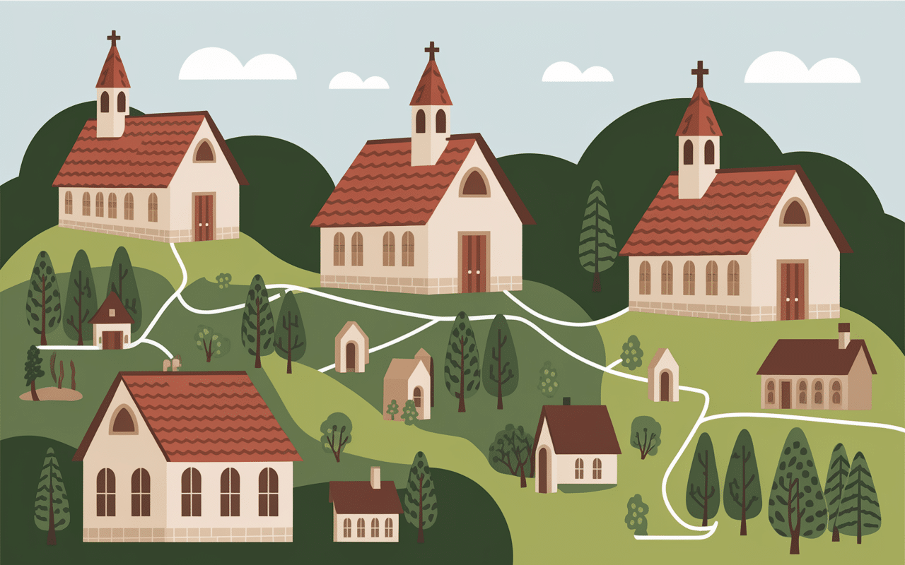 Carte illustrée des plus beaux villages des Monts d'Arrée à explorer