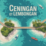 vue aérienne ceningan lembongan pont jaune sable blanc