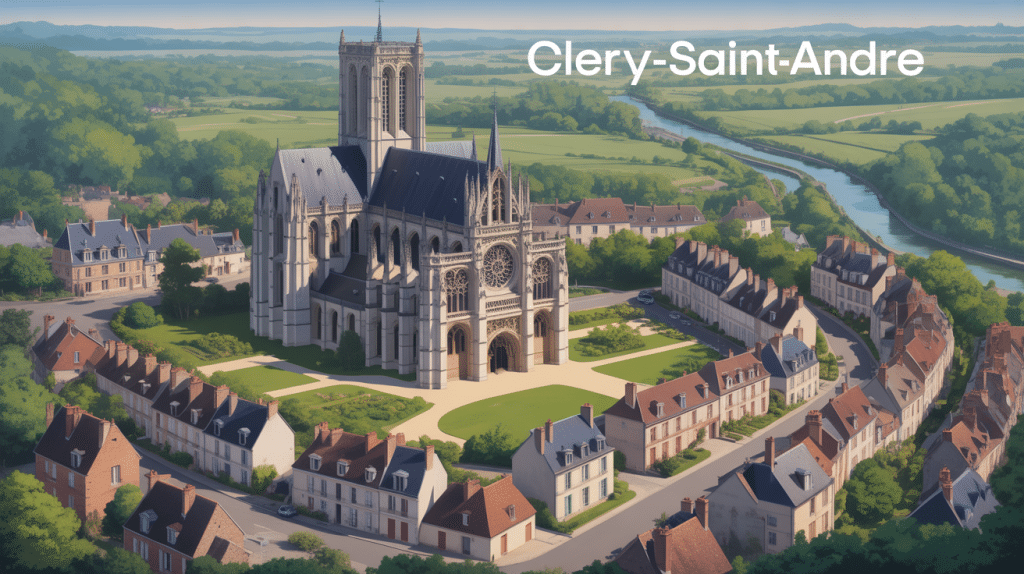 vue aerienne clery saint andre basilique gothique val de loire
