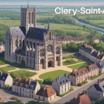 vue aerienne clery saint andre basilique gothique val de loire