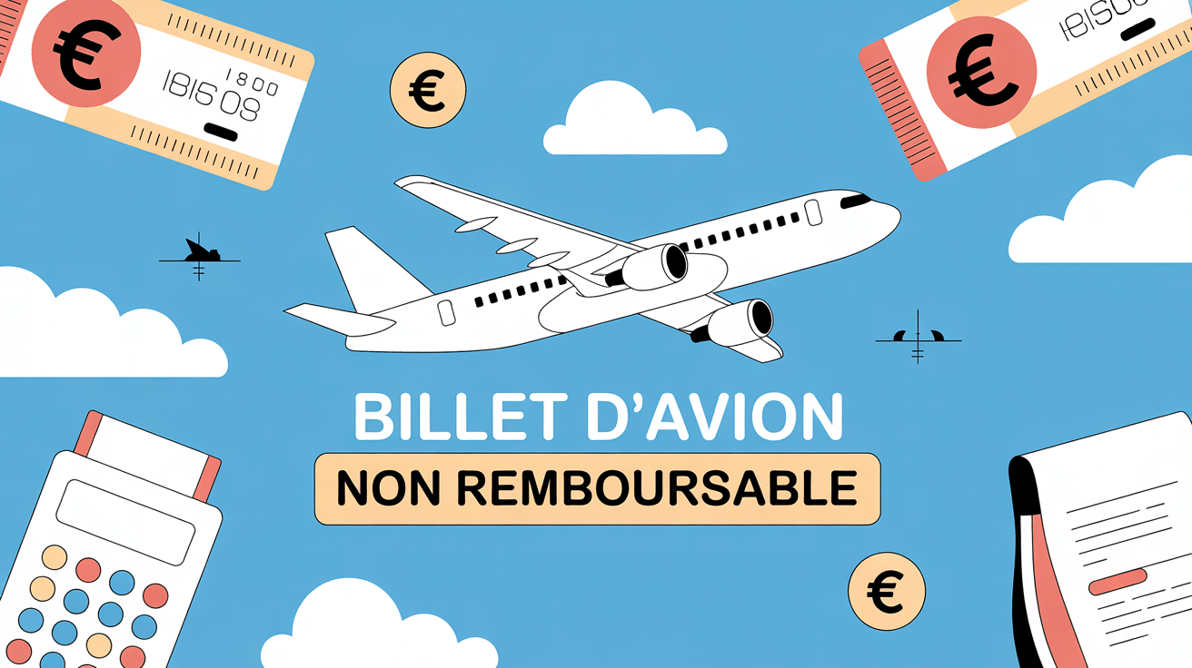 illustration comment se faire rembourser un billet d'avion non remboursable avec avion et documents
