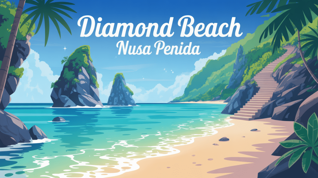 diamond beach nusa penida illustration plage sable blanc