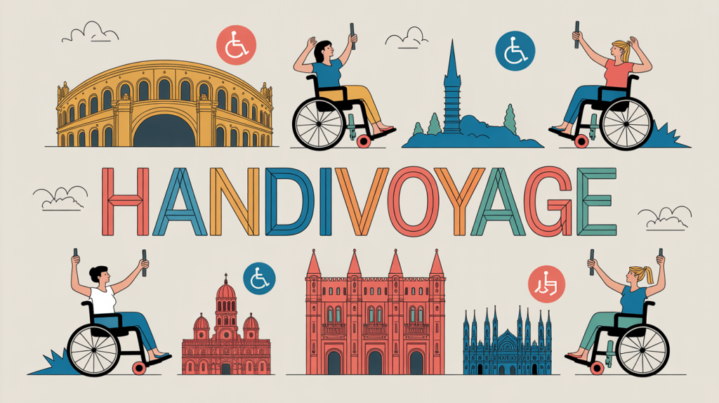 Handivoyage illustration tourisme accessible monuments Europe