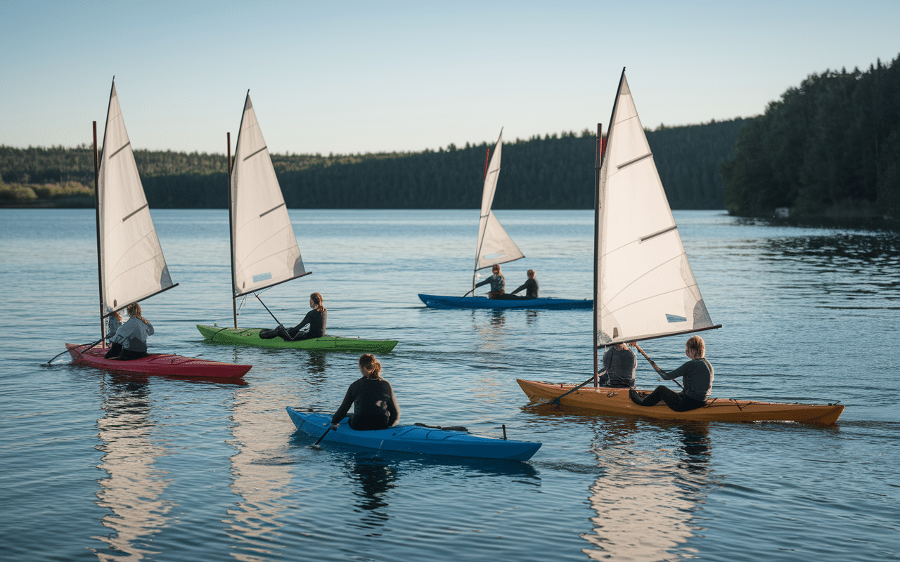 activités nautiques sur le lac de la ganguise voiliers kayaks