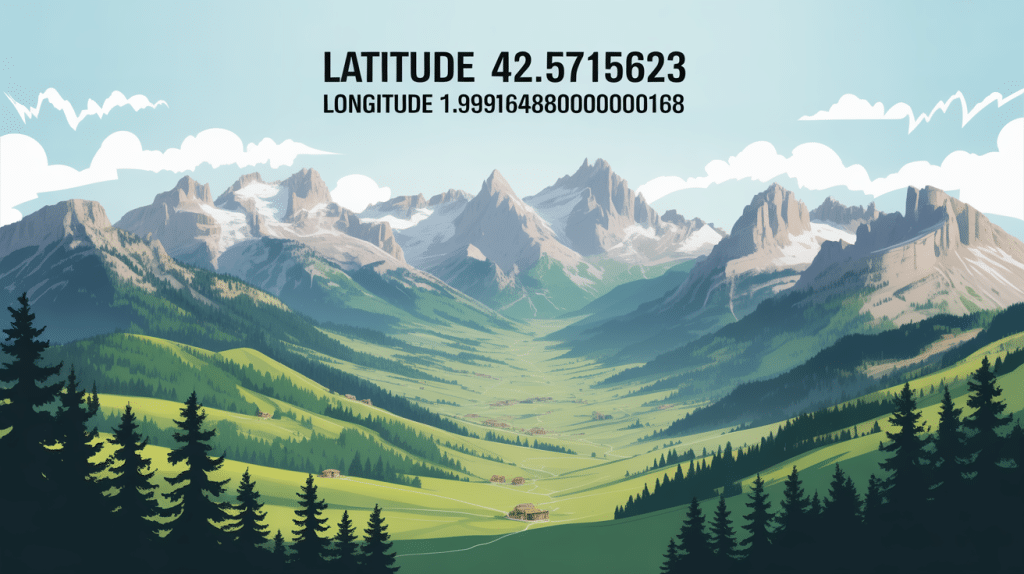 Vu montagnes avec latitude : 42.5715623 longitude : 1.9991648000000168