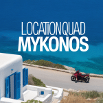 Location quad Mykonos avec vue sur île grecque et mer