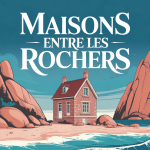 Illustration maison entre les rochers granit rose en Bretagne