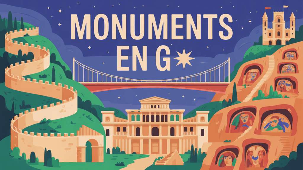 Illustration d'une mosaïque de monuments en g célèbres