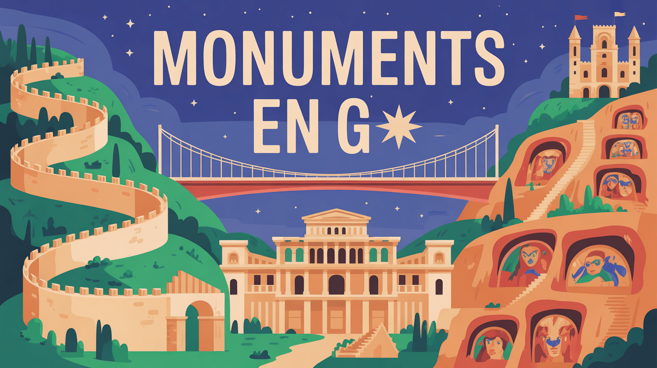 Illustration d'une mosaïque de monuments en g célèbres