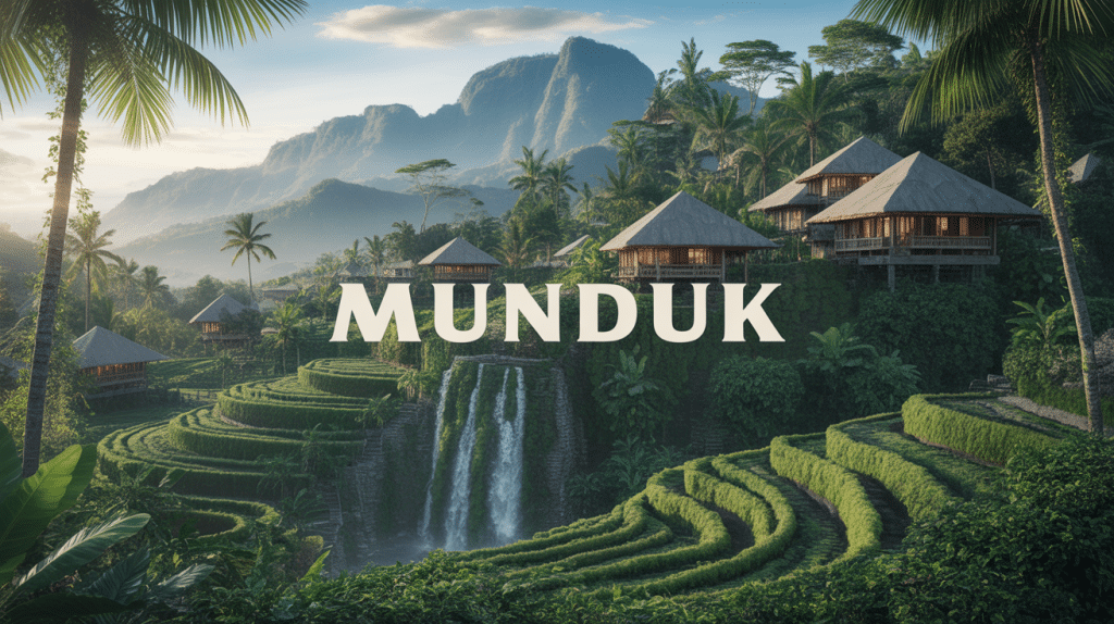 Vue aérienne Munduk rizières cascades