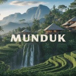 Vue aérienne Munduk rizières cascades