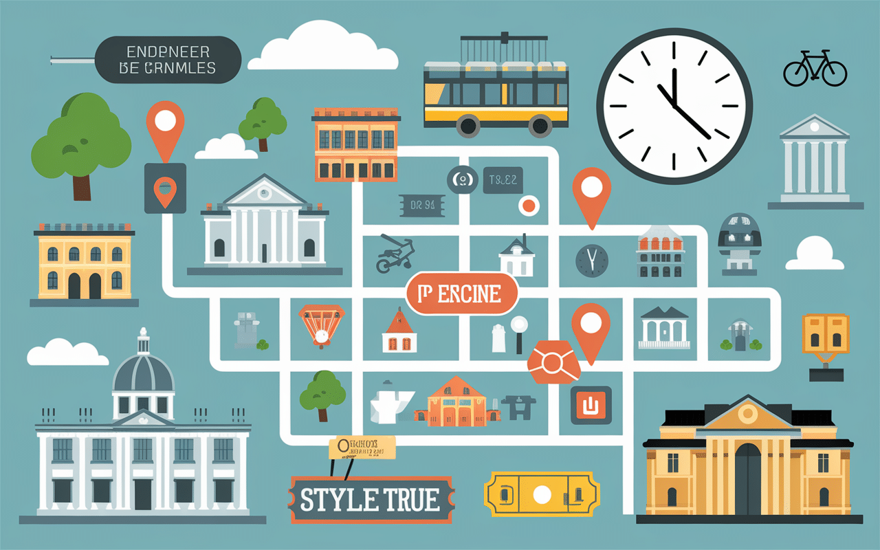 Carte stylisée organiser visiter Turin en 1 jour