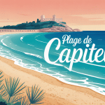 Illustration stylisée de la plage de Capitello au coucher du soleil