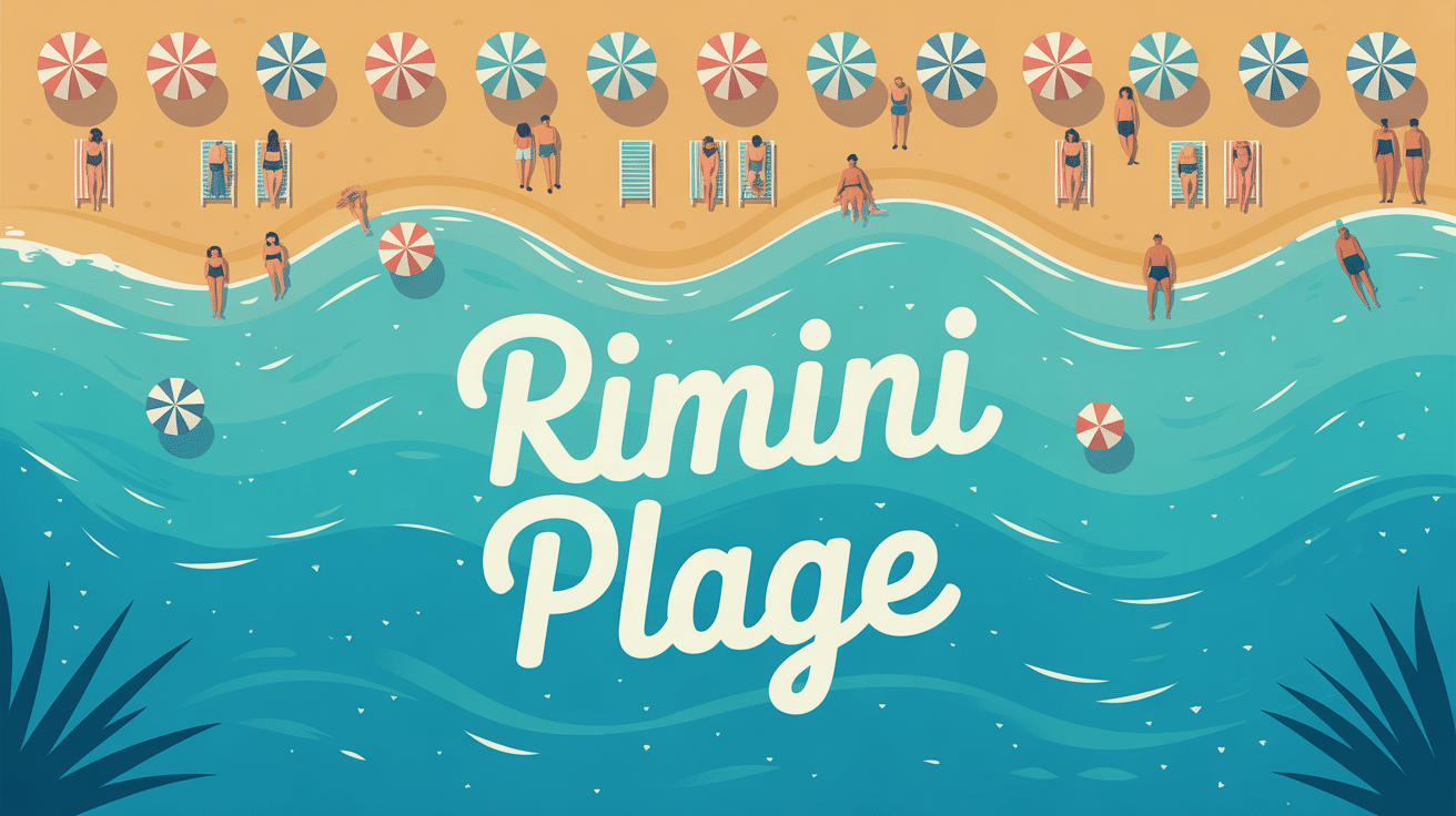 rimini plage panorama été parasols sable