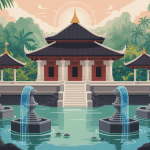 Temple tirta empul vue artistique avec bassins et jardins