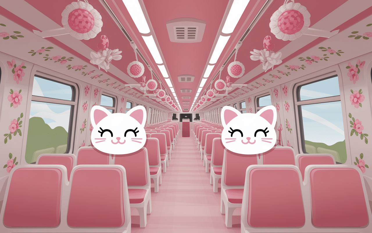 Intérieur du train Hello Kitty Japon avec siège kawaii