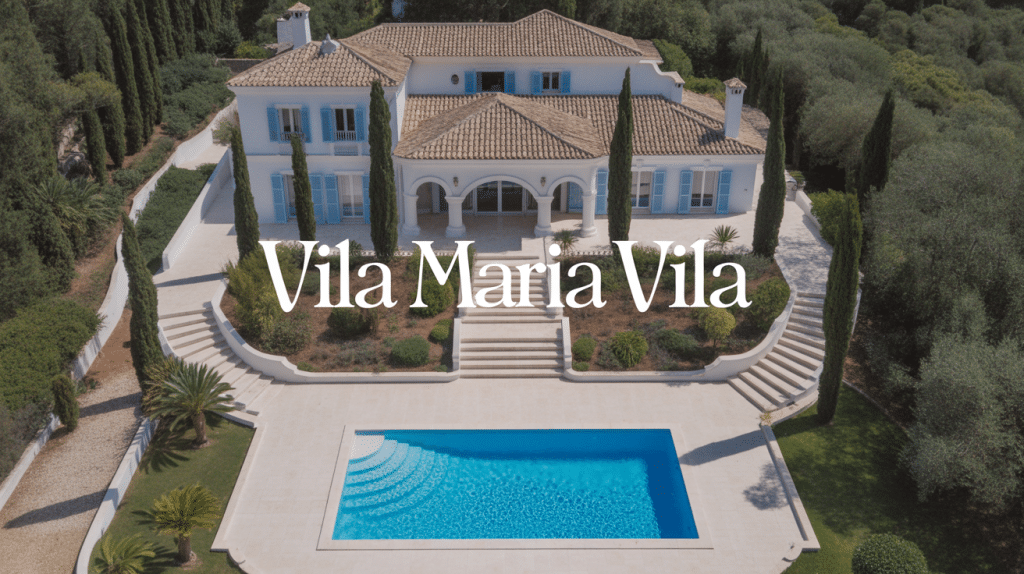 villa maria villa vue aerienne avec piscine et jardins