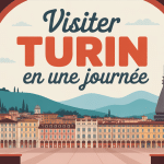 Vue panoramique stylisée visiter Turin en 1 jour