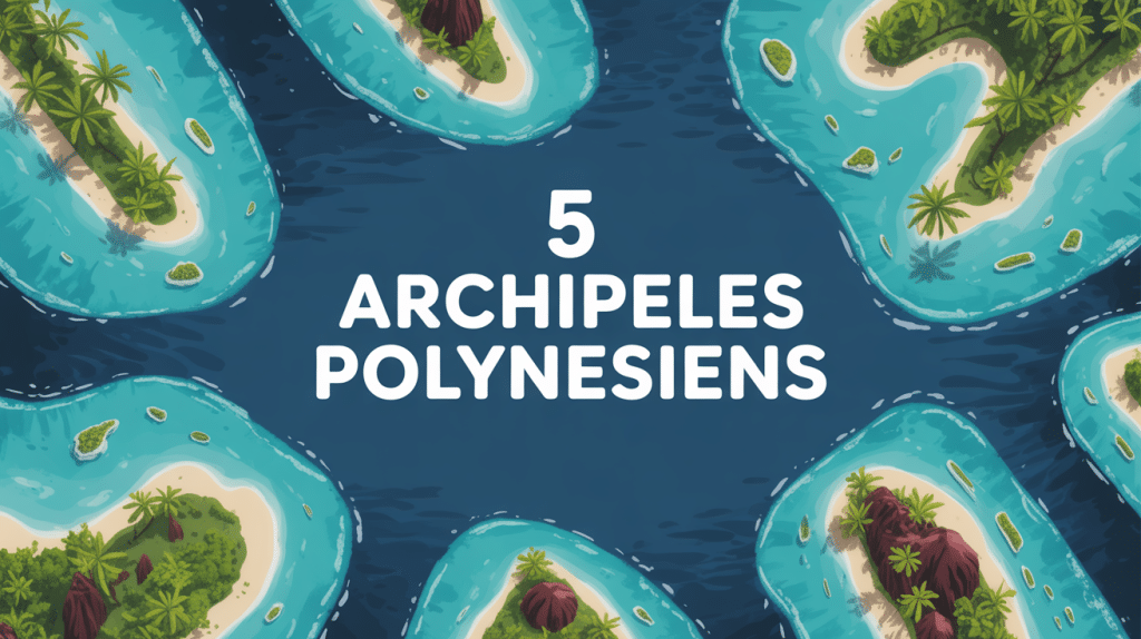 carte des 5 archipels de la polynésie française