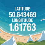 Vue aerienne latitude 50.643469 longitude 1.613763 smartphone GPS