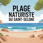 Vue panoramique plage naturiste du saint-selon avec pinède