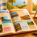 annuaire tourisme ouvert sur table ambiance Riviera
