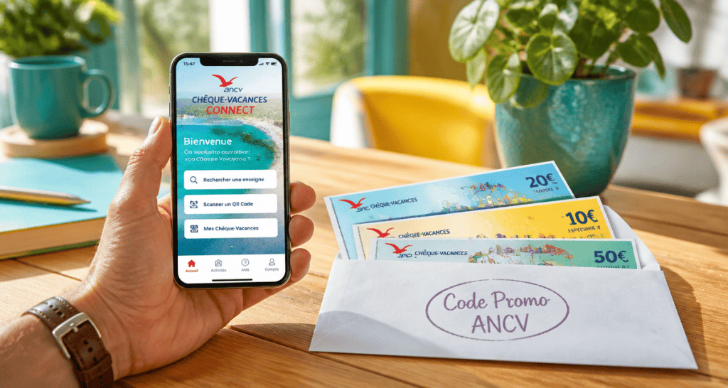 code promotionnel ancv sur smartphone et chèques vacances