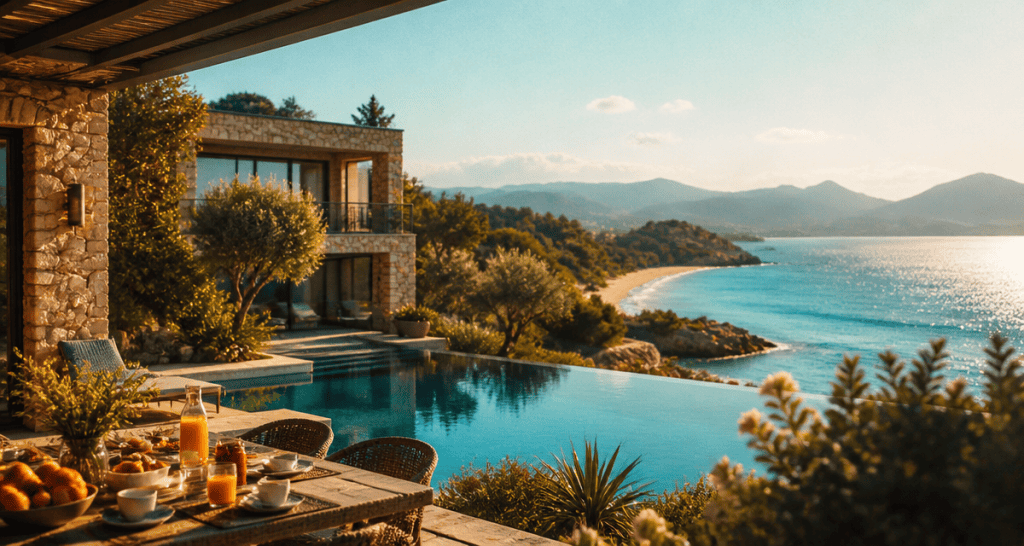 corse location villa bord de mer piscine terrasse