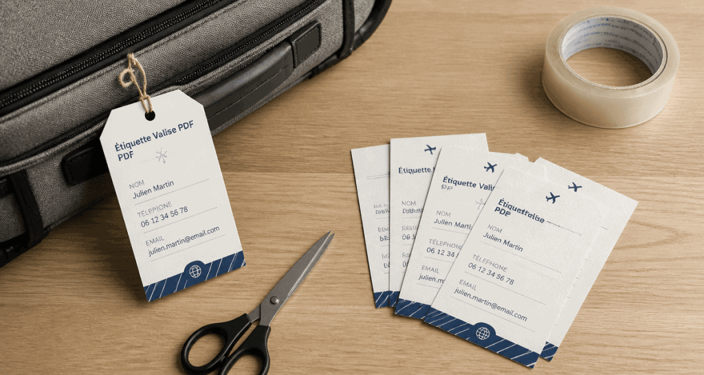 étiquette valise à imprimer PDF sur valise
