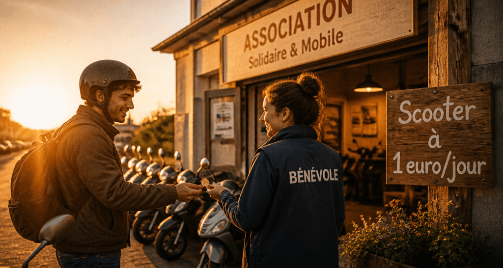 location scooter 1 euro par jour devant local associatif