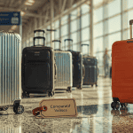 marques valises alignées aéroport
