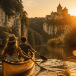 ou faire du canoe sur riviere sauvage avec chateau