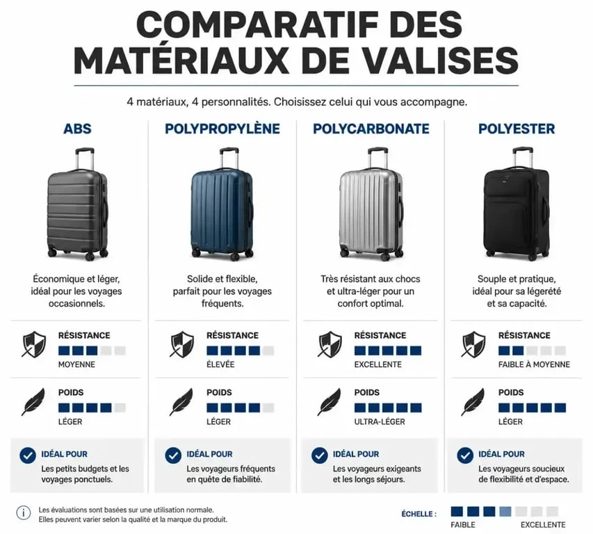 Comparatif des matériaux de valises pour acheter une valise pas cher et robuste