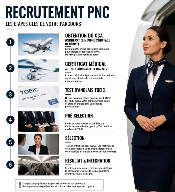 Processus de recrutement PNC : étapes clés pour devenir personnel navigant commercial