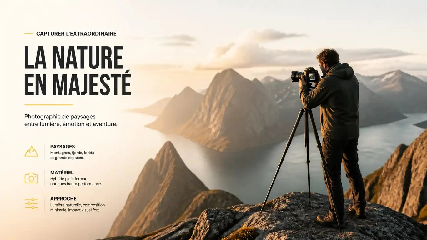 Photographe professionnel en voyage photo capturant un paysage de montagne pour illustrer les conseils de voyage photos
