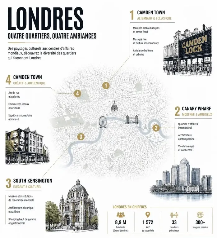 Carte des quartiers de Londres pour une location appartement londres courte durée
