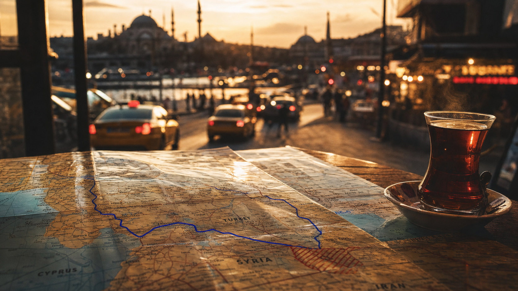 Est-il dangereux de voyager en Turquie actuellement ? Carte routière sécurité, Istanbul au fond.