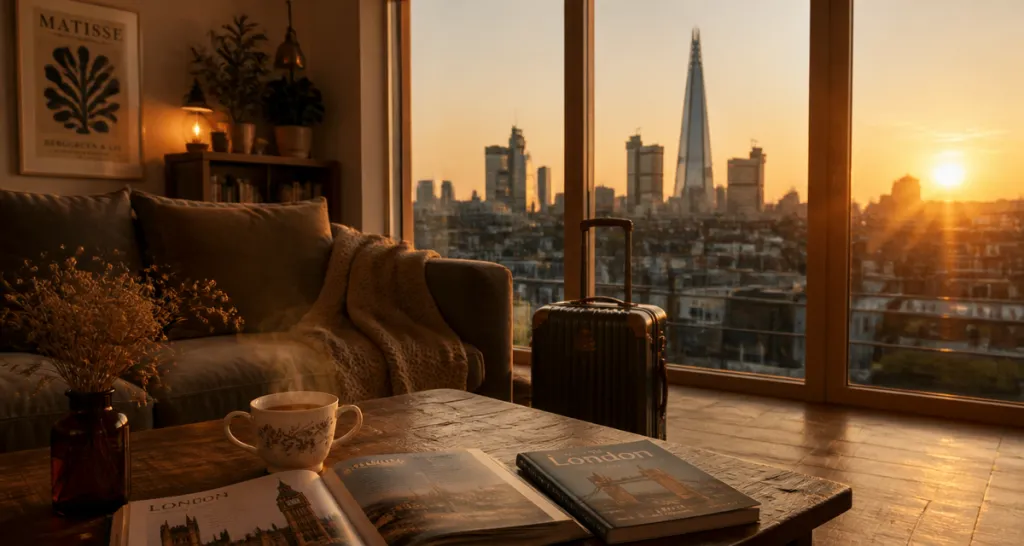 location appartement londres courte durée salon cosy vue shard