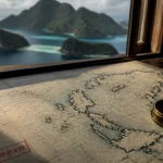 Pays insulaires : carte marine et boussole, isolement maritime