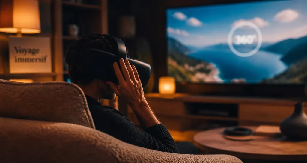 Casque réalité virtuelle voyage pour explorer le monde depuis chez soi