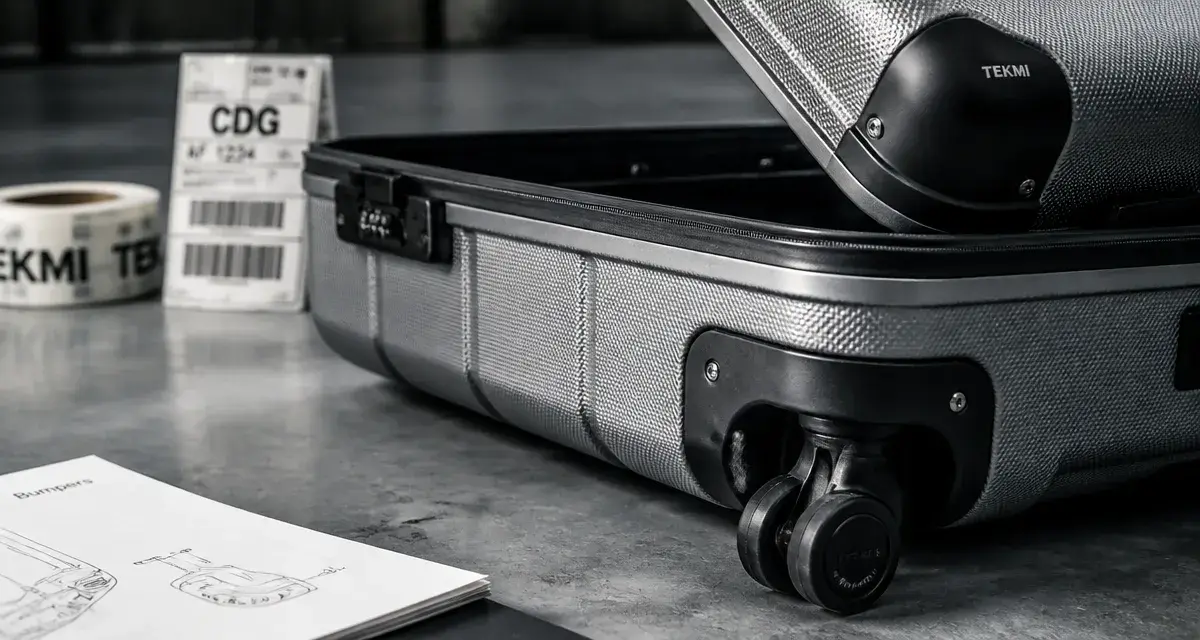 Tekmi valises : bumper de coin et roulette 360° visibles