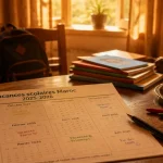 vacance scolaire maroc calendrier annoté sur bureau